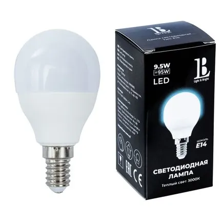 Фото №0 Светодиодная лампа L&B 9W 950Lm 3000K E14 E14-9,5W-3000К-G45