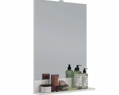 фото Зеркало Lemark ROMANCE 60 см с полкой, цвет: Белый глянец