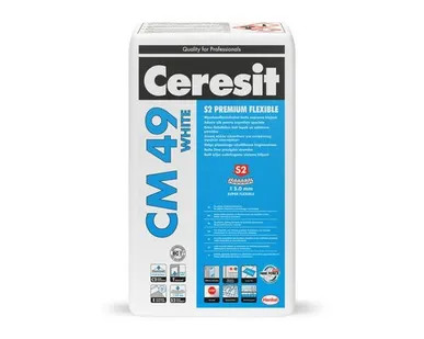 фото Клей плиточный сверхэластичный Ceresit CM 49 White S2 Premium Flexible белый 20кг