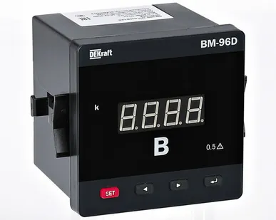фото DEKraft Вольтметр цифровой 72x72мм однофазный, вход 600В, выход DO, LED-дисплей ВМ-72D
