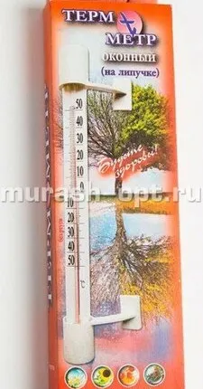 Фото №0 Термометр оконный "Липучка" D18мм L215мм (100)