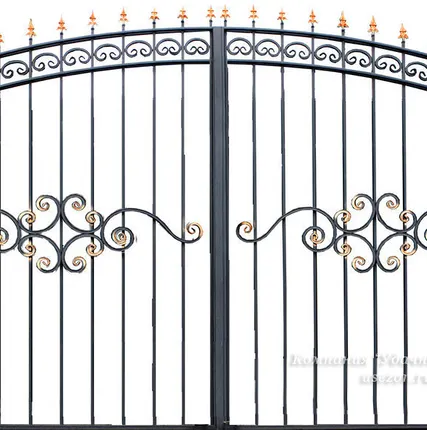 Фото №0 Ворота ВК-011, 3000*1800мм (Ширина*Высота) с коваными вензелями и пиками