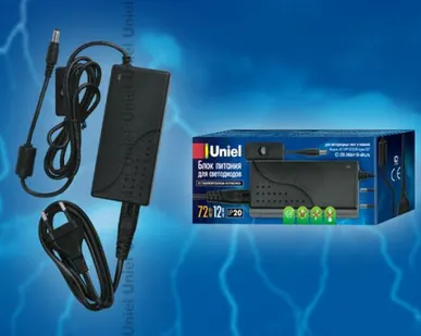 фото Блок питания UET-VPP-072A20 Блок питания для светодиодов с вилкой, 72 Вт, 12В, IP20