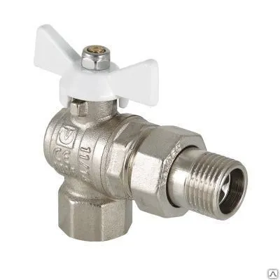 Фото №0 Кран шаровый бытовой VALTEC Кран шаровый BASE угловой с полусгоном 1/2" вн.