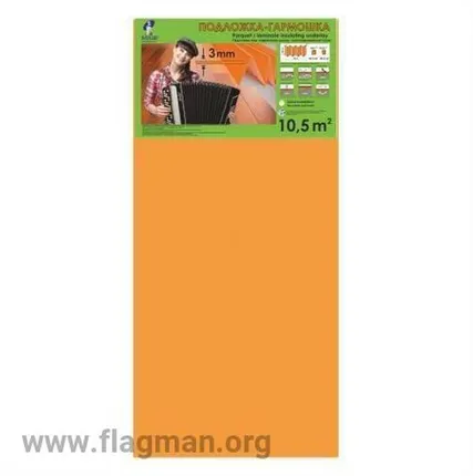 Фото №0 Подложка гармошка 3мм SOLID 10,5м2 10*1,05 Оранжевая
