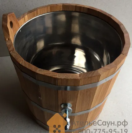 Фото №2 Обливное устройство WoodSon 20 л из дуба, с нержавеющей вставкой (арт. WOU3)