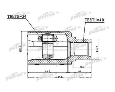 фото Patron ШРУС внутренний правый 40X56X34 VAG VOLKSWAGEN TIGUAN 07 ор 5N0498103A Patron PCV1757