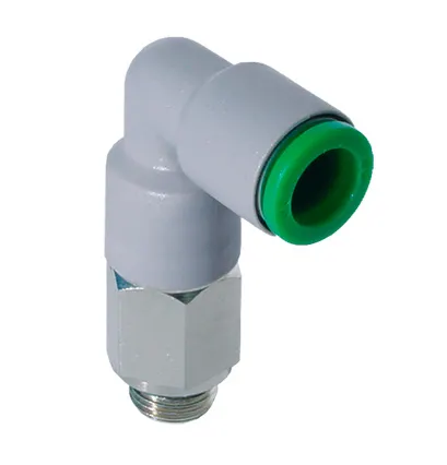 Фото №0 T22L0818 - Фитинг цанговый угловой поворотный (удлиненный) из технополимера наруж. резьба G1/8" под трубку 8 мм