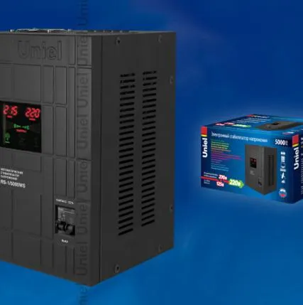 Фото №0 Стабилизатор RS-1/5000WS Стабилизатор напряжения «Uniel» релейный однофазный настенный, с гальванической развязкой, 5000ВА
