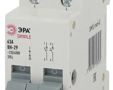 фото Выключатель нагрузки 2п 63А ВН-29 SIMPLE-mod-62 ЭРА Б0039252