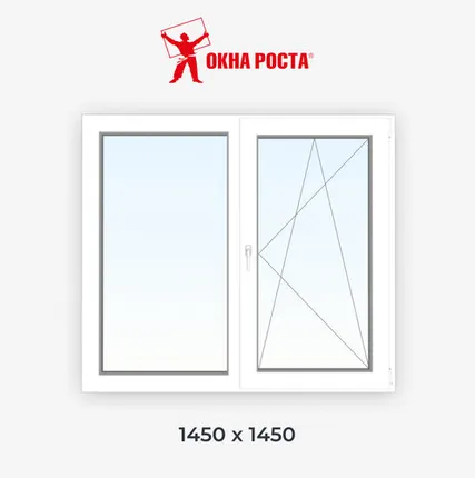 Фото №0 Пластиковое окно Евролайн 58 2-створчатое глухое/поворотное 1450х1450мм