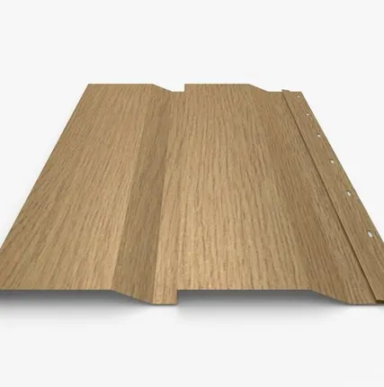 Фото №0 Сайдинг Металлический сайдинг «Корабельная доска» покрытие 3D темный бук Россия, эконом, 0.4-0.45 мм