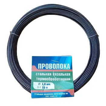 Фото №0 Проволока вязальная 15 м, 1.8 мм, термообработанная