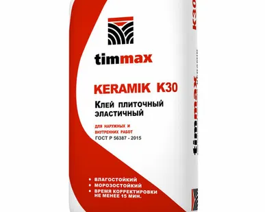 фото Клей для плитки эластичный Timmax К30 Keramik (20кг) 519 (65 шт. в ПАЛЛЕТЕ)
