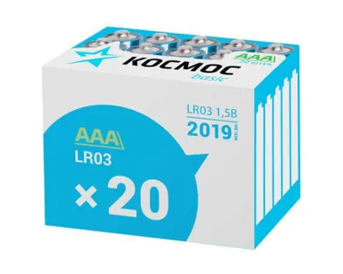 фото Элемент питания алкалиновый LR LR03 (уп.20шт) Космос KOCLR0320BOX