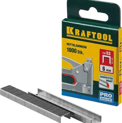Фото №0 KRAFTOOL узкие, тип 53 (A/10/JT21) 23GA 18 мм, 1000 шт, скобы для степлера (31670-18)
