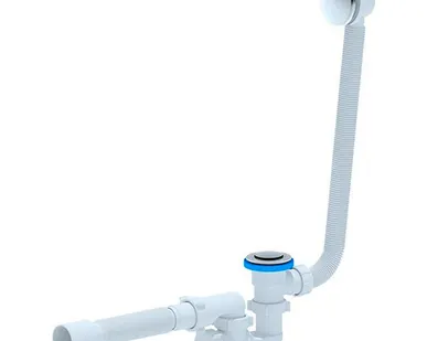 фото АНИ EC255S Сифон для ванн с переливом 1 1/2&quot;х40 с выпуском клик-клак с сеткой, труба 40х50
