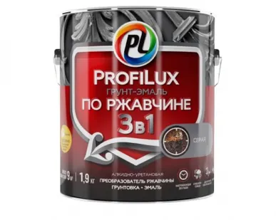 фото Эмаль-грунт 3в1 для металла глянцевая, серая, 1,9кг Profilux