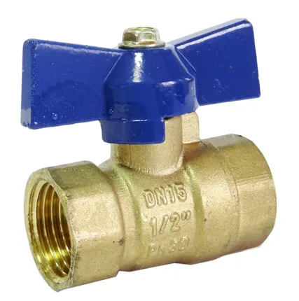 Фото №1 Кран 1/2 шаровый латунный, бабочка г/гайка