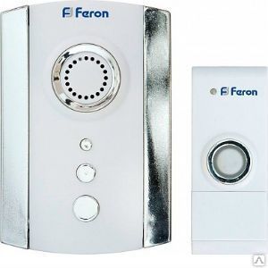 фото Звонок дверной беспроводной Feron Е-368, электрический 35 мелодий белый/хро