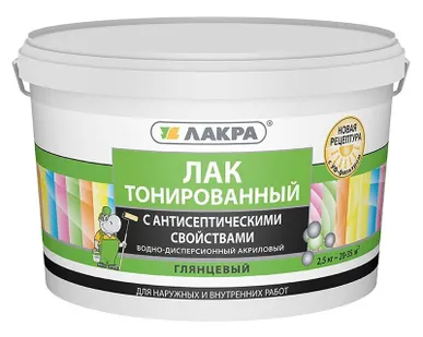 фото Лак тонированный бесцветный ВД 2,5кг Лакра