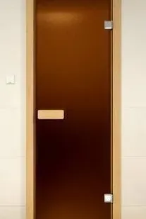 фото Дверь стеклянная SAUNA MARKET 1900х700 бронза матовая (коробка из лиственны