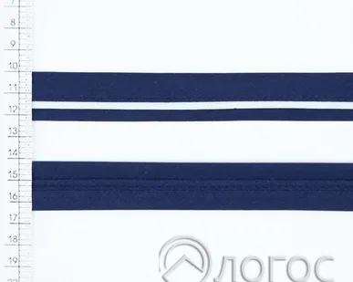 фото Косая бейка декоративная с кантом Т 25мм, D39+D1 (т. синий с белым кантом)