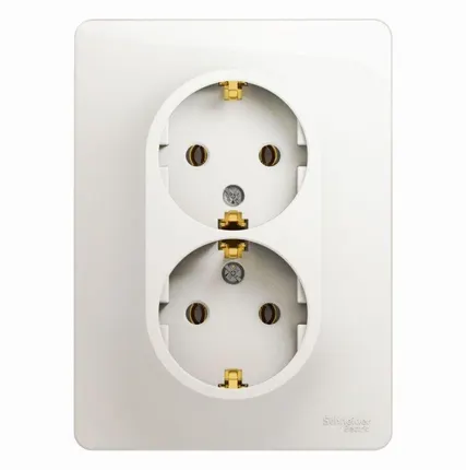 Фото №0 Розетка 2-м СП Glossa 16А IP20 с заземл. в сборе перламутр. SE GSL000624