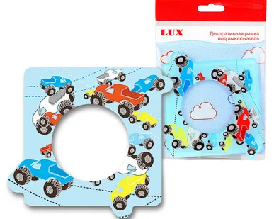 фото Накладка декоративная для выключателя 149х136 акриловая 'машинки' LUX 043