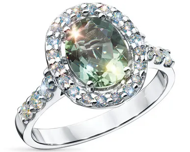 фото Кольцо ЭПЛ Даймонд с и празиолитом, из серебра