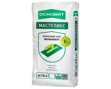 фото Плиточный клей беспылевой усиленный ОСНОВИТ Мастпликс АС12 Eco Ld, 5 кг