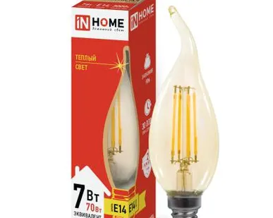 фото Лампа светодиодная LED-СВЕЧА НА ВЕТРУ-deco 7Вт 230В Е14 3000К 630Лм золотистая IN HOME
