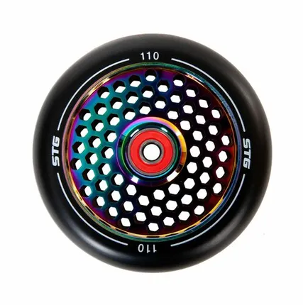 Фото №0 Колесо для трюкового самоката 110 мм с алюминиевым ободом, ABEC-11 (Колесо для трюкового самоката 110 мм с алюминиевым ободом, ABEC-11, 1шт, неохром)