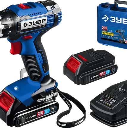 Фото №0 Дрель-шуруповерт, 2 АКБ (2 Ач), в кейсе DL-201-22