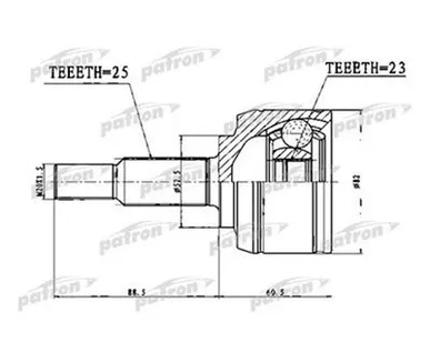 фото Patron ШРУС наружный Renault Megane 3/ Fluence шлицы 25*23 Patron PCV1767