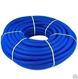 Фото №0 Труба гофрированная ПНД d25 для труб d 16, синяя бухта 50пм