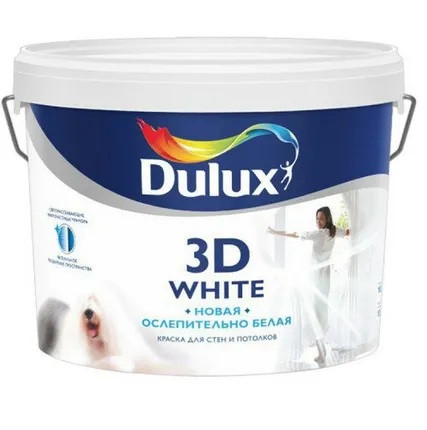 Фото №0 Краска Dulux 3D White для стен и потолков белая матовая 2,5 л