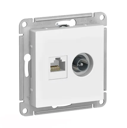 Фото №0 Schneider Electric Механизм розетки компьютерной TV 2-м AtlasDesign RJ45 кат.5E + TV бел. ATN000189 Schneider Electric