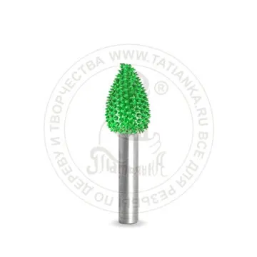 Фото №0 6F12-70 - Пламя, Ø хвостовика 6мм, Ø фрезы X 12,7мм, L фрезы 19,05мм (coarse/зеленая)