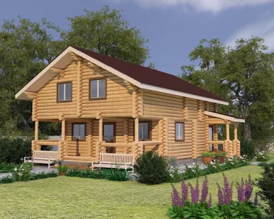 фото Сруб дома 8х11 м двухэтажный