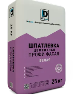 фото Шпатлевка цементная De Luxe ПРОФИ ФАСАД (БЕЛАЯ)