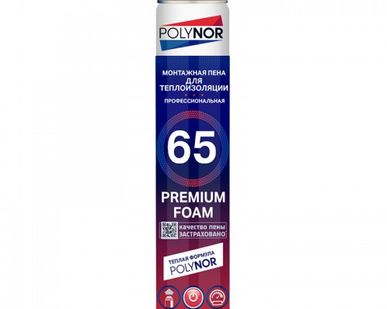 фото POLYNOR 65 PREMIUM FOAM ПЕНА МОНТАЖНАЯ ПРОФЕССИОНАЛЬНАЯ