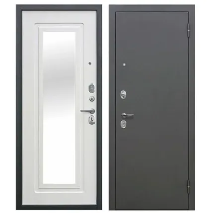 Фото №0 Дверь входная Гарда Царское Зеркало (Ferroni) металл/МДФ с зеркалом, Антик серебро/Белый ясень 2050х860мм, ПРАВАЯ