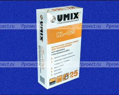 фото UMIX клей-штукатурка для минеральной ваты и пенопласта KL-165 25кг