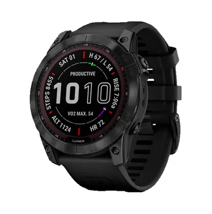 Фото №0 Часы Garmin Fenix 7X Sapphire Solar титановый черный DLC с силиконовым ремешком