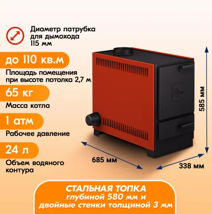 Фото №13 Твердотопливный котел стэн mini 11, термометр , конвекция, пламяотбойник