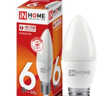 фото Лампа светодиодная LED-СВЕЧА-VC 6Вт 230В Е27 6500К 480Лм IN HOME