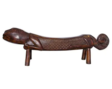 фото Антикварная скамья "Кот", красное дерево CC-BECA