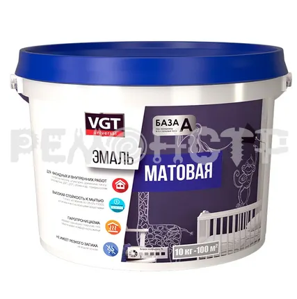 Фото №0 Эмаль акрил унив  1,5кг база А ВД-АК-1179 матов супербелая ВГТ (6/336) П