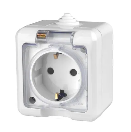 Фото №1 Розетка 1-м ОП Dita 16А IP54 250В с заземл. с прозрачн. крышкой бел. TOKOV LIGHT TKL-DT-R1Z-C01T-IP54